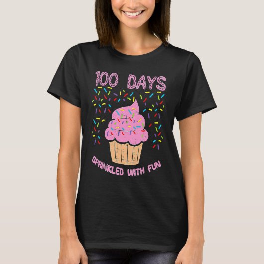 100 Days Sprinkled With Fun Cupcake 100th Day Of S T-Shirt (Vorderseite)