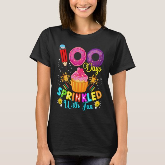 100 Days Sprinkled With Fun Cupcake 100th Day Of S T-Shirt (Vorderseite)