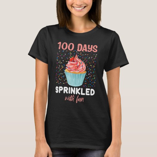 100 Days Sprinkled With Fun Cupcake 100th Day Of S T-Shirt (Vorderseite)