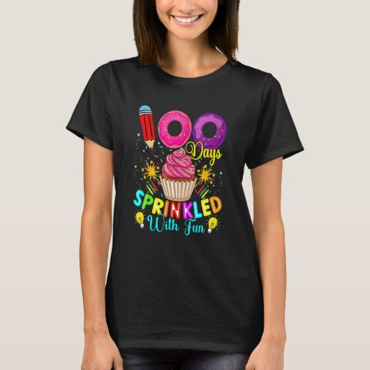 100 Days Sprinkled With Fun Cupcake 100th Day Of S T-Shirt (Vorderseite)
