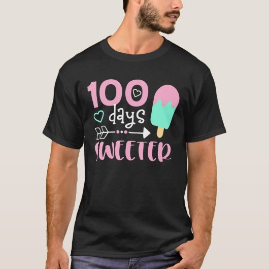 100 Days Sweeter, Girl 100 Days Of School, Ice Cre T-Shirt (Vorderseite)