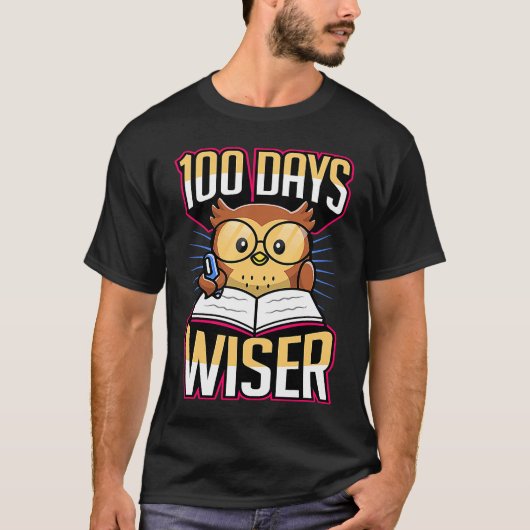 100 Days Wiser 100 Days Of School Reading Literacy T-Shirt (Vorderseite)