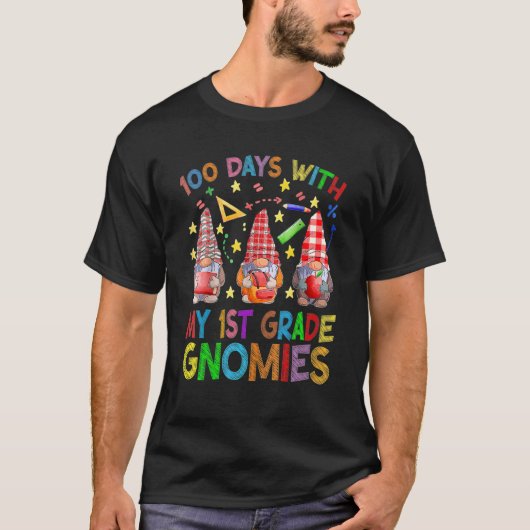 100 Days With My 1st Grade Gnomes Virtual Teachers T-Shirt (Vorderseite)