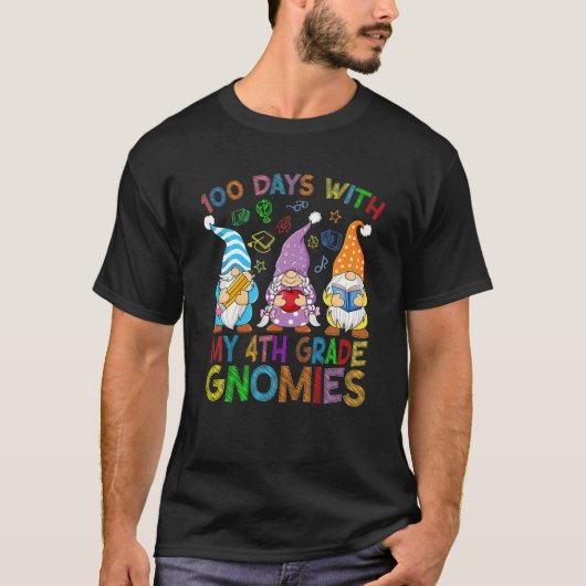 100 Days With My 4Th Grade Gnomes Virtual Teachers T-Shirt (Vorderseite)
