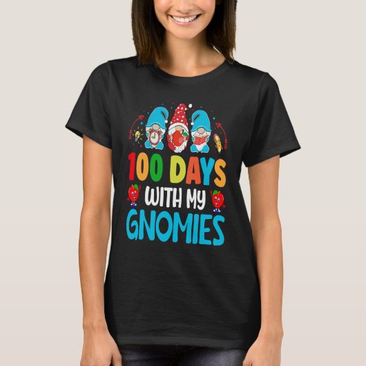 100 Days With My Gnomies 100 Days Of School Studen T-Shirt (Vorderseite)