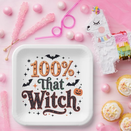 100 % der Hexe Pappteller (Party)