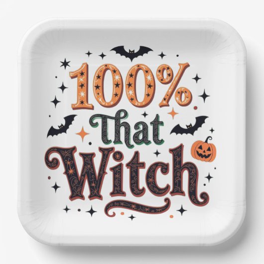 100 % der Hexe Pappteller (Vorderseite)