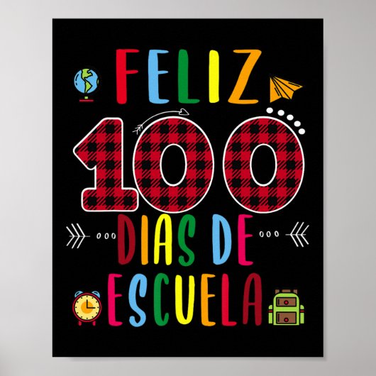 100 Dias de la Escuela T-Shirt 100 Tage Schulsaal Poster (Vorne)