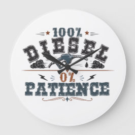 100% Diesel 0% Patience Vintage Graphic Große Wanduhr