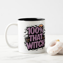 100% dieser Hexe Halloween Personalisiert Zweifarbige Tasse