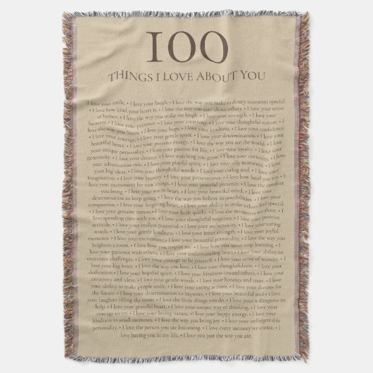 100 Dinge, die ich an dir liebe - Personalisierbar Decke (Vorderseite Vertikal)