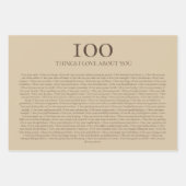 100 Dinge, die ich an dir liebe - Personalisierbar Geschenkpapier Set (Vorderseite)