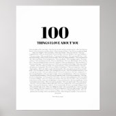 100 Dinge, die ich an dir liebe - Personalisierbar Poster (Vorne)