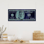 100 Dollar 2, Art Signature BW Poster (Küche)