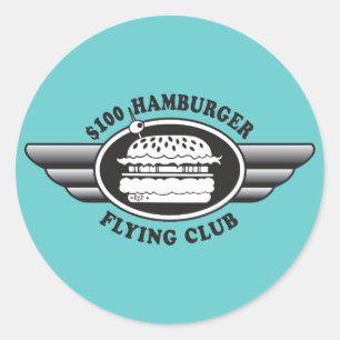 100 Dollar Hamburger - Flying Club Runder Aufkleber