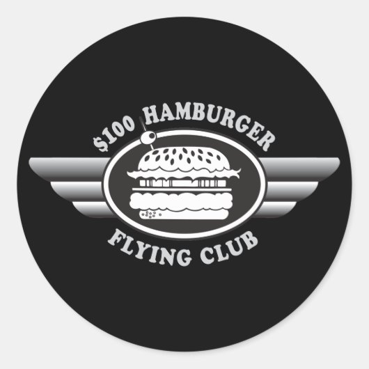 100 Dollar Hamburger - Flying Club Runder Aufkleber (Vorderseite)