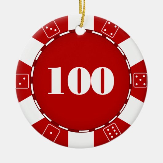 100 Dollar-Poker-Chip-Verzierung Keramik Ornament (Vorne)