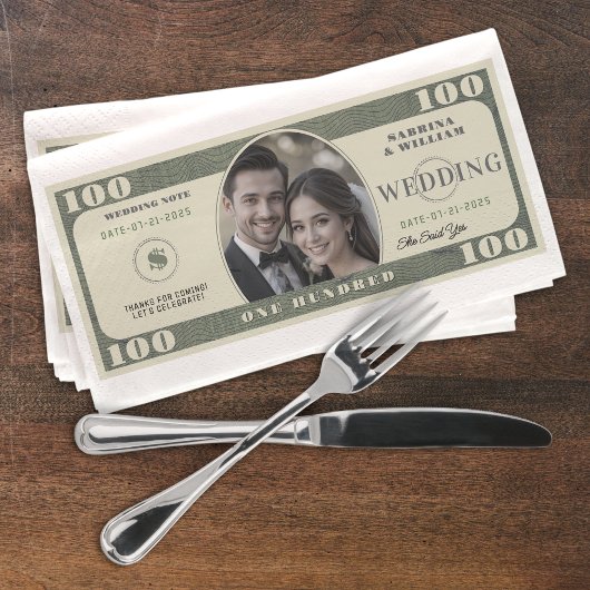 100-Dollar-Schein-Foto-Hochzeit Serviette
