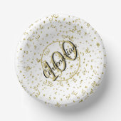 100. Elegantes Centenarian Party Black/Gold Pappteller (Vorderseite)