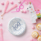 100. Elegantes Centenarian Party Blue/White Pappteller (Party)