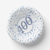 100. Elegantes Centenarian Party Blue/White Pappteller (Vorderseite)