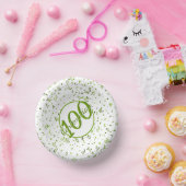 100. Elegantes Centenarian Party Grün/Weiß Pappteller (Party)