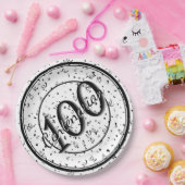 100. Elegantes hundertjähriges Party Schwarz/Weiß Pappteller (Party)