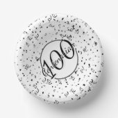 100. Elegantes hundertjähriges Party Schwarz/Weiß Pappteller (Vorderseite)