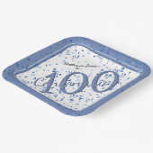 100. Elegantes Party Centenarian Blue/White Pappteller (Gewinkelt)