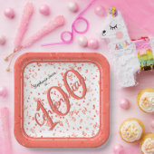 100. Elegantes Party Centenarian Coral/White Pappteller (Party)