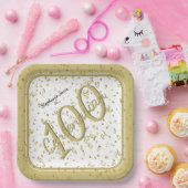 100. Elegantes Party Centenarian Gold/Weiß Pappteller (Party)