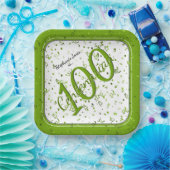 100. Elegantes Party Centenarian Green/White Pappteller (Party)