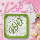 100. Elegantes Party Centenarian Green/White Pappteller (Party)