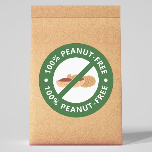 100 % erdnussfrei runder aufkleber