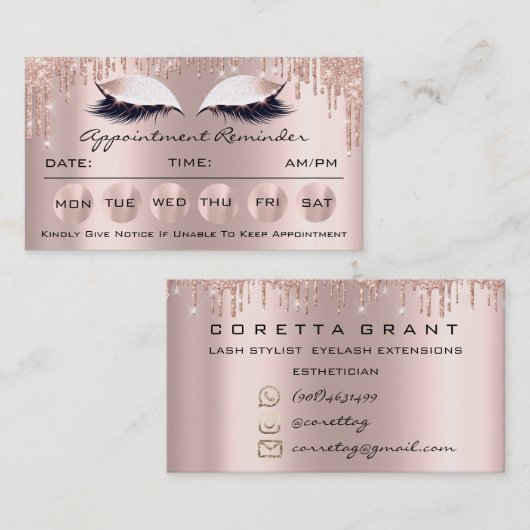 100 Erinnerung Karten für Terminierung Makeup Lash (Vorne/Hinten)