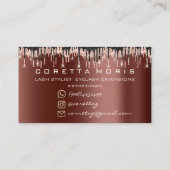 100 Ernennung Erinnerung Rose Braun Glitzer Tropfe Visitenkarte (Rückseite)