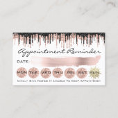 100 Ernennung Erinnerung Rose Glitzer Tropfen Visitenkarte (Vorderseite)