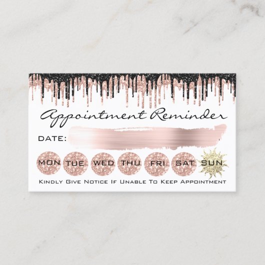 100 Ernennung Erinnerung Rose Glitzer Tropfen Visitenkarte (Vorderseite)