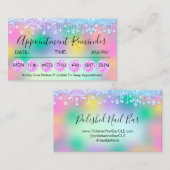 100 Ernennung Erinnerung Tropfen Pink Holografic Visitenkarte (Vorne/Hinten)