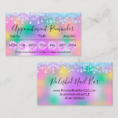 100 Ernennung Erinnerung Tropfen Pink Holograph1 Visitenkarte (Vorne/Hinten)