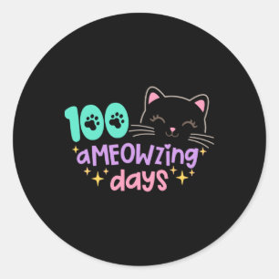 100 erstaunliche Tage Niedlich Katze 100. Schultag Runder Aufkleber