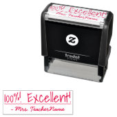 "100%! Exzellent!" + Teacher's Name Rubber Briefma Permastempel (Beispiel)