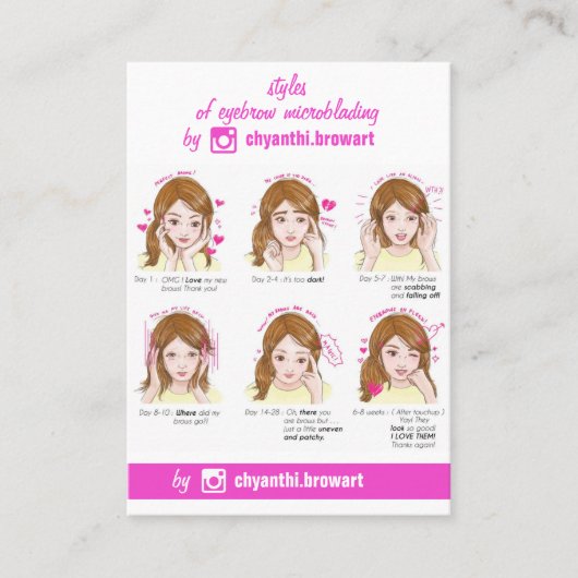 100 Eyebrow Microbalding Aftercare Instructions Pi Visitenkarte (Vorderseite)