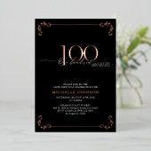 100& Fabulous Black Rose Gold Calligraphie Geburts Folieneinladung (Stehend vorne)