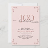 100 & Fabulous Blush Pink & Black Geburtstag Einladung (Vorderseite)