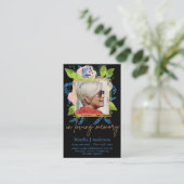 100-fach Hübsches Blue Floral FOTO Gebet Gedenkkar Visitenkarte (Stehend Vorderseite)