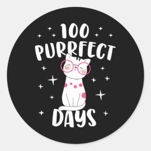 100 feierliche Tage Cat Happy 100 Day of School Co Runder Aufkleber