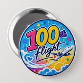 100. Flug farbenfrohes Flugzeug Reise Souvenir Button (Vorne & Hinten)