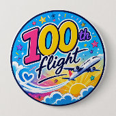 100. Flug farbenfrohes Flugzeug Reise Souvenir Button (Vorderseite)
