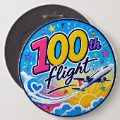 100. Flug farbenfrohes Flugzeug Reise Souvenir Button (Vorne & Hinten)